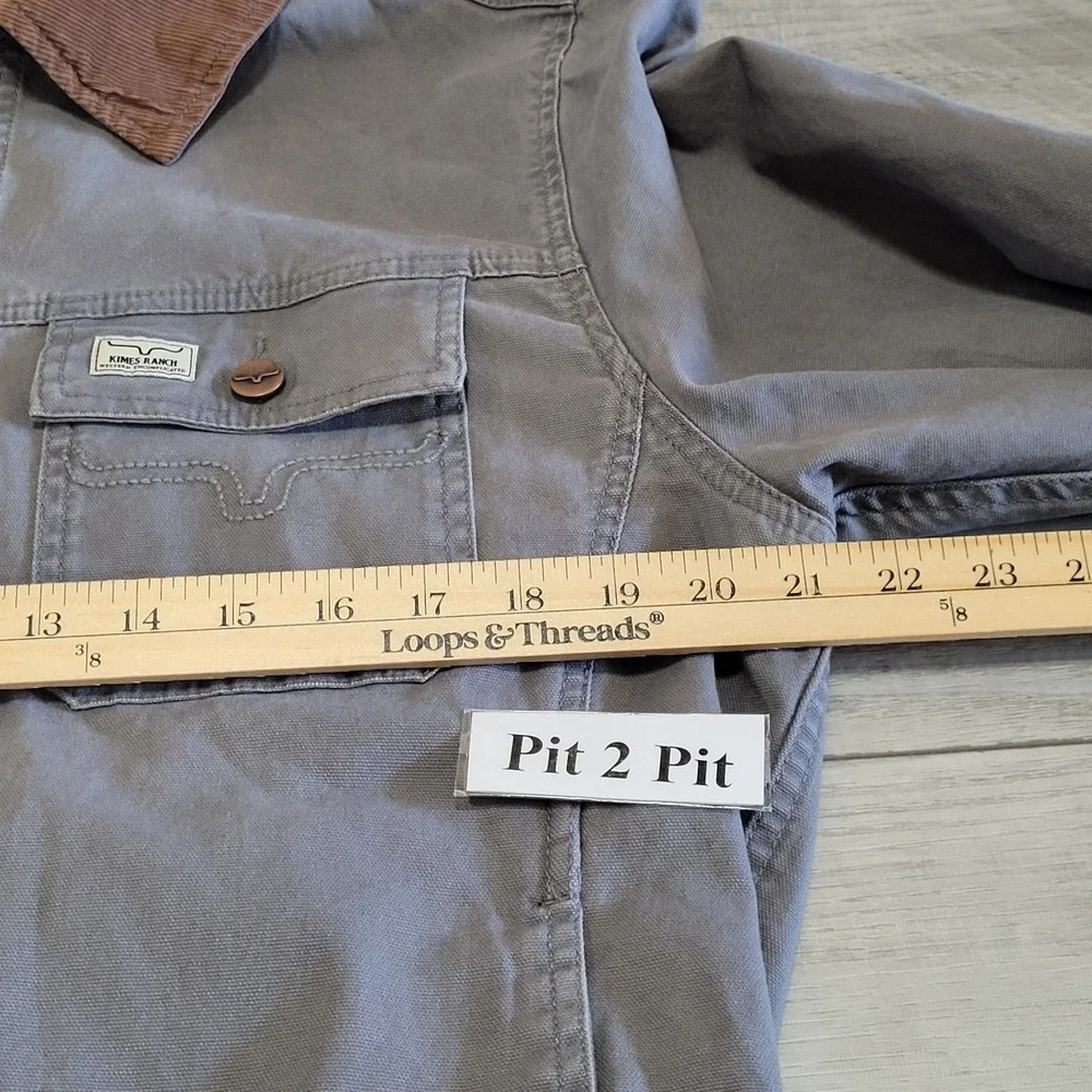 Kimes Ranch Light Gray Worker Jacket with Brown Corduroy Collar - Picture 15 of 16
